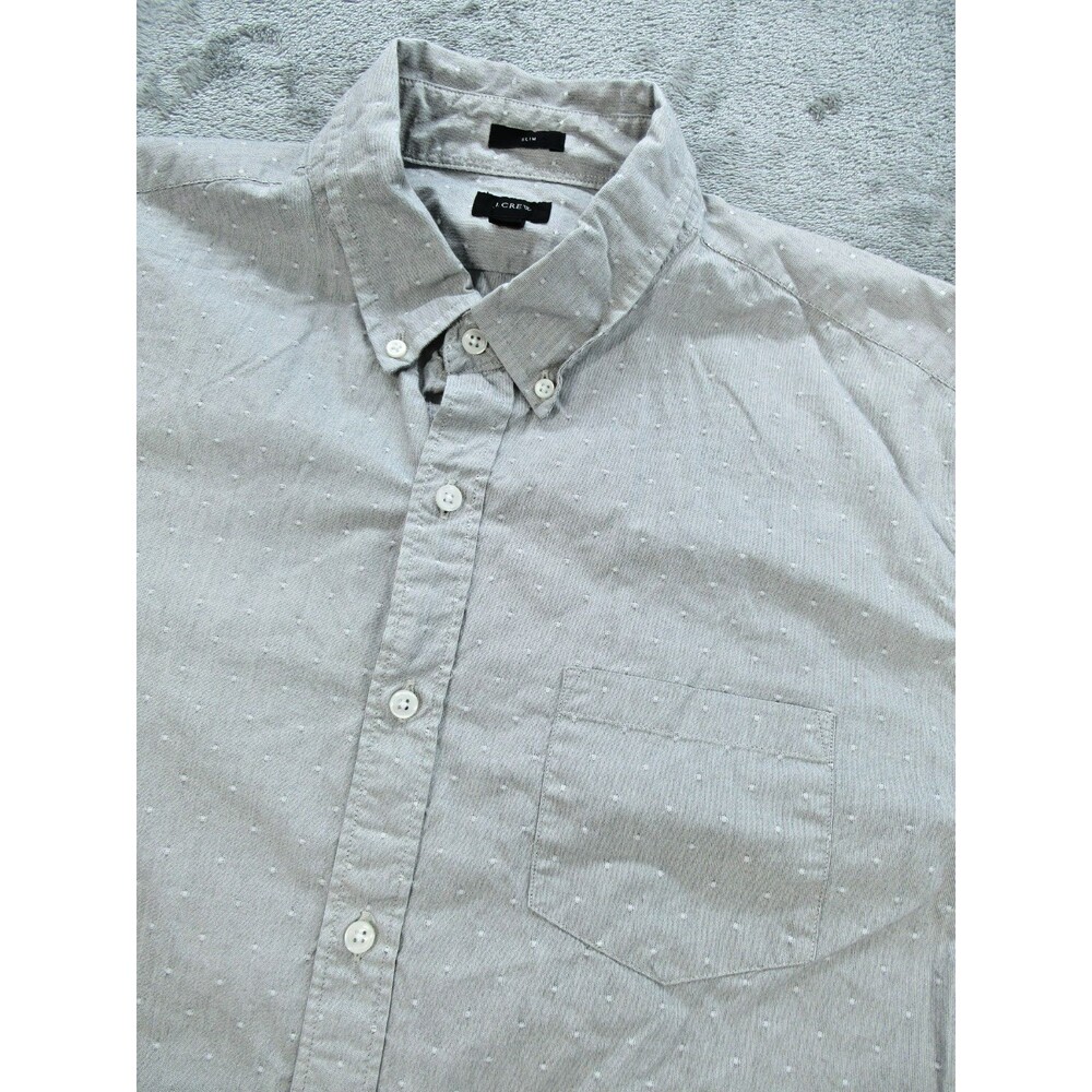 J.CREW Men’s Sz. XL Slim Fit Shirt Buttoned Up Long Sleeve Gray Dots Preppy